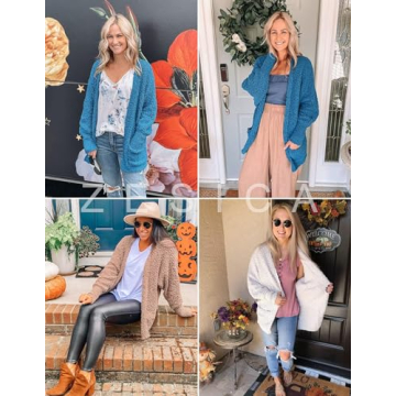 ZESICA Cozy Oversized Open Front Cardigan for Women