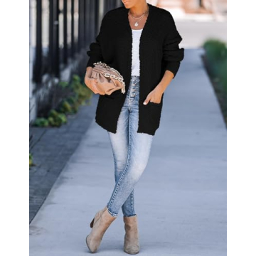 ZESICA Cozy Oversized Open Front Cardigan for Women