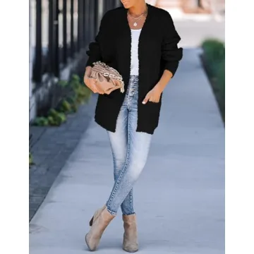 ZESICA Cozy Oversized Open Front Cardigan for Women