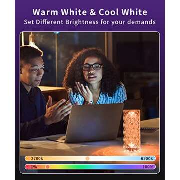 Peteme Smart Crystal Lamp, Christmas Decoration Rose Diamond Table Lamps, APP Control, 2.4GHz WiFi, ...