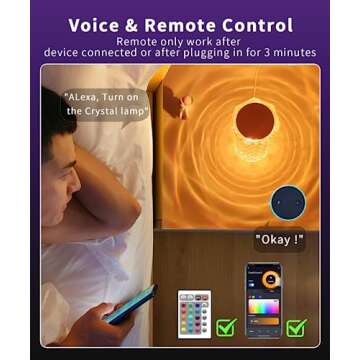 Peteme Smart Crystal Lamp, Christmas Decoration Rose Diamond Table Lamps, APP Control, 2.4GHz WiFi, RGB 16 Million Colors Changing Led Night Light, Music Sync Atmosphere Light for Alexa