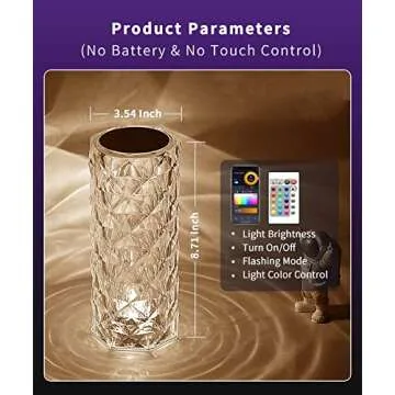 Peteme Smart Crystal Lamp, Christmas Decoration Rose Diamond Table Lamps, APP Control, 2.4GHz WiFi, RGB 16 Million Colors Changing Led Night Light, Music Sync Atmosphere Light for Alexa