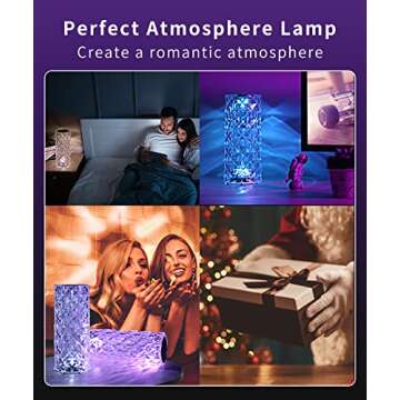 Peteme Smart Crystal Lamp, Christmas Decoration Rose Diamond Table Lamps, APP Control, 2.4GHz WiFi, RGB 16 Million Colors Changing Led Night Light, Music Sync Atmosphere Light for Alexa