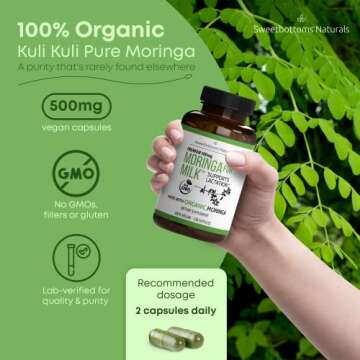 Lactation Supplement - Organic Moringa Capsules for Breastfeeding Support to Increase Breastmilk Sup...