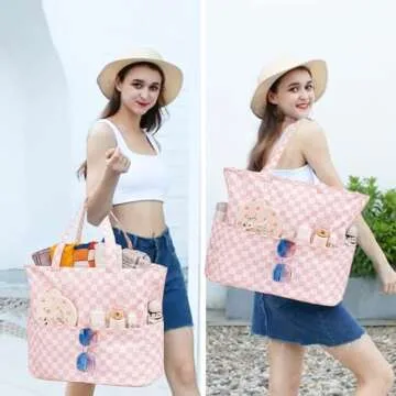 Waterproof Beach Tote Pool Bags for Women Ladies Extra Large Gym Tote Carry On Bag With Wet Compartment for Weekender Travel