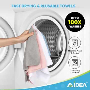 AIDEA Microfiber Cleaning Cloth Roll, 75PK, Tear Away Reusable Paper Towels, Microfiber Towels for Cars, Shop Towels, Pink Towels Lint Free Cleaning Rags for House, Kitchen, Garage Shop, 11.5"×11.5"