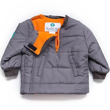 Buckle Me Baby Coats - Safer Car Seat Unisex Warm Winter Jacket/Quick Close Winter Coat - Grey Toast...