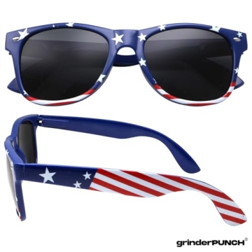 grinderPUNCH 2 Pairs Bulk American Sunglasses USA Flag Classic Patriot