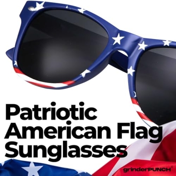 grinderPUNCH 2 Pairs Bulk American Sunglasses USA Flag Classic Patriot