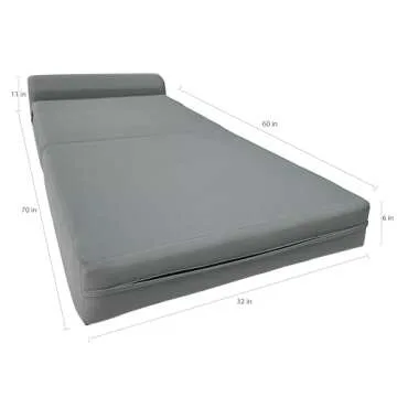 D&D Futon Furniture Gray Sleeper Chair Folding Beds - Convertible Sofa Bed with High Density Foam (7...
