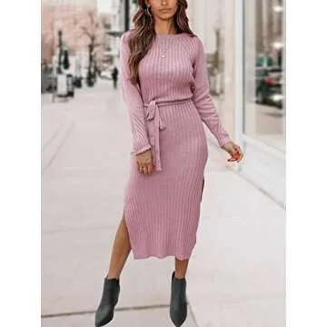 Stylish PRETTYGARDEN Ribbed Knit Midi Dress for Women