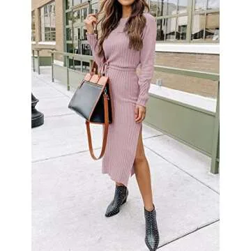 Stylish PRETTYGARDEN Ribbed Knit Midi Dress for Women