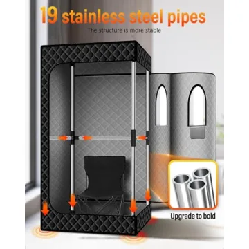 KASUE Upgraded Infrared Sauna Box for Relaxation,Detoxification,Portable Steam Sauna for Home with XL Steamer,Folding Chair,Multiple Layered Full Body Sauna Tent for Spa,Indoor,Outdoor,Gym-Black