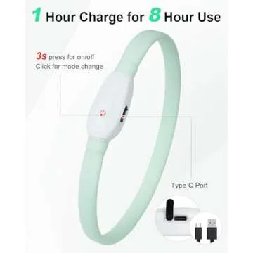 Joytale Light Up Dog Collar, Rainproof LED Dog Collar Rechargeable, 9 Flashing Modes, Glow Collars for Night Walking, Cuttable Soft Silicone Collar for Large Medium Small Dogs, 27.5 Inch