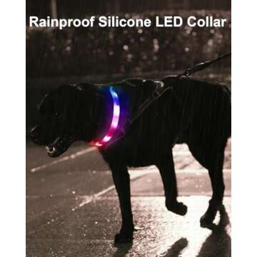 Joytale Light Up Dog Collar, Rainproof LED Dog Collar Rechargeable, 9 Flashing Modes, Glow Collars for Night Walking, Cuttable Soft Silicone Collar for Large Medium Small Dogs, 27.5 Inch