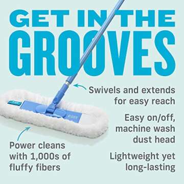 E-Cloth Flexi-Edge Floor & Wall Duster, Reusable Dusting Mop for Floor Cleaning, Floor Cleaner Ideal for Harword, Tile, Laminate and Other Hard Surfaces, 100 Wash Guarantee, 1 Pack