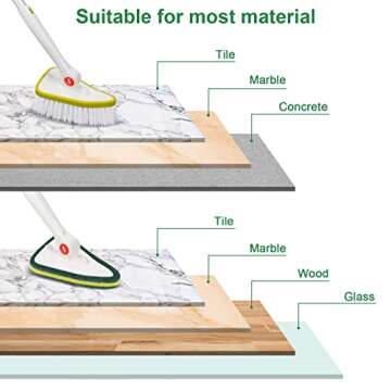 KYEHG Extendable Tub and Tile Scrubber with 48'' Long Extendable Handle and 2 Tile Scrubber Brush Sponge, Shower Scrubber for Cleaning Bathtub, Glass, Bathroom, Wall, Bathtub Floor (Detachable).