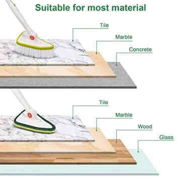 KYEHG Extendable Tub and Tile Scrubber with 48'' Long Extendable Handle and 2 Tile Scrubber Brush Sponge, Shower Scrubber for Cleaning Bathtub, Glass, Bathroom, Wall, Bathtub Floor (Detachable).
