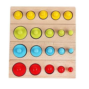 DANNI Montessori Kid Matching Toys Colorful Socket Cylinder Set Beech Wood Multicolor Blocks Early E...