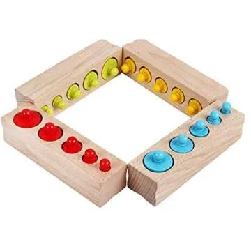 DANNI Montessori Kid Matching Toys Colorful Socket Cylinder Set Beech Wood Multicolor Blocks Early Educational Math Teaching Toys