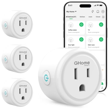 GHome Smart Plug - Voice-Controlled WiFi Outlet with Timer (4 Pack)