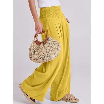 Stylish ANRABESS Women Linen Palazzo Pants for Summer