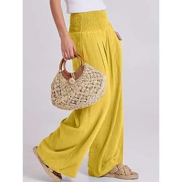 Stylish ANRABESS Women Linen Palazzo Pants for Summer