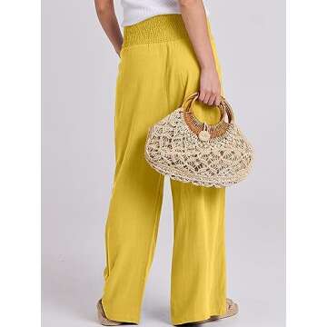Stylish ANRABESS Women Linen Palazzo Pants for Summer