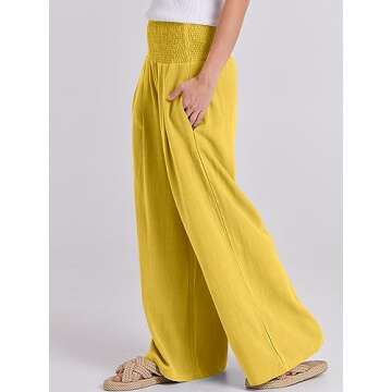 Stylish ANRABESS Women Linen Palazzo Pants for Summer