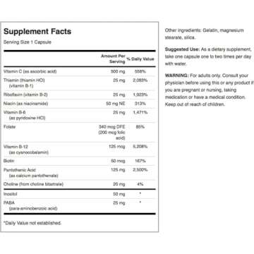 Swanson Vitamin B-Complex w/Vitamin C - Natural Supplement Promoting Stress Relief, Energy Support &...