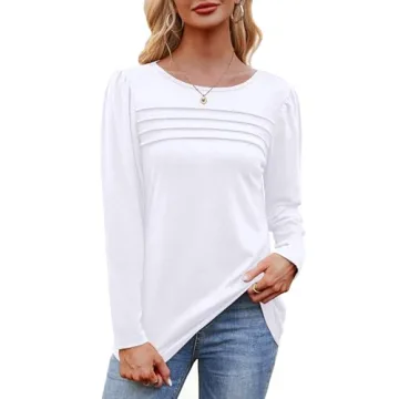 OFEEFAN Women's Dressy Long Sleeve White Blouses