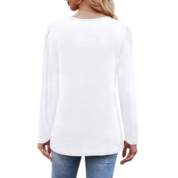 OFEEFAN Women's Dressy Long Sleeve White Blouses