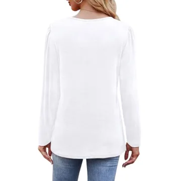 OFEEFAN Women's Dressy Long Sleeve White Blouses