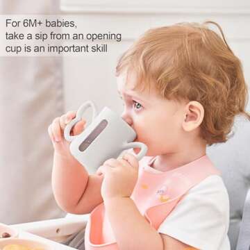 Dommy Butterfly Silicone Open Cup/Sippy Cup/Straw Cup with Lid, Baby Feeding Essential for Early Liquid &Solid Food Feeding, Transition Sippy Cup For 6m+Baby Boys, 5oz/180ml, 6M+, Wind Chime