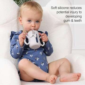 Dommy Butterfly Silicone Open Cup/Sippy Cup/Straw Cup with Lid, Baby Feeding Essential for Early Liquid &Solid Food Feeding, Transition Sippy Cup For 6m+Baby Boys, 5oz/180ml, 6M+, Wind Chime