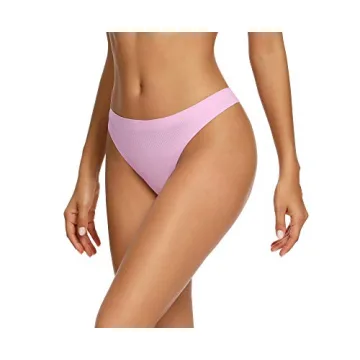 voenxe Seamless Women Underwear Thongs,No Show Ladies Thong,Invisible No Line Breathable Comfortable Panties Undies,Womens No Seam Soft Wide Gusset Tanga,Legging Underpants for Woman 5-Pack