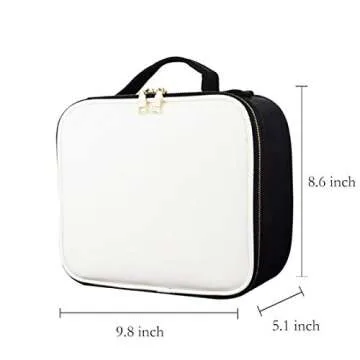 Idearsen Travel Makeup Train Case, Large Capacity Waterproof Portable Storage Case, Professional Cosmetics Storage Bag with Adjustable Dividers for Men Women Girls （White & Black）