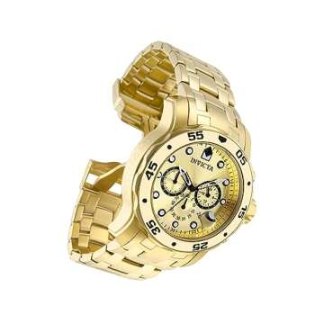Invicta Men's Pro Diver Quartz Watch with Gold Tone Stainless Steel Band, Gold (Model: 0074)