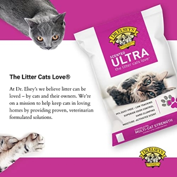 Dr. Elsey's Cat Litter - Moisture Activated Ultra Scented Cat Litter - Low Dust Superior Odor Control Cat Litter - Hard Clumping Clay Multi Cat Litter (For All Age Cats - 40lb/18.14 Kg)