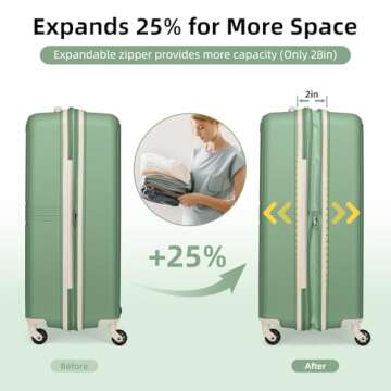 LARVENDER Luggage Sets 5 Piece, Expandable Luggage PP Hardside Carry on Suitcase Sets with Spinner W...