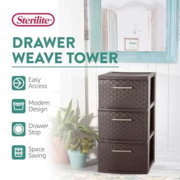 Sterilite Wicker Weave Storage Tower for Stylish Organization