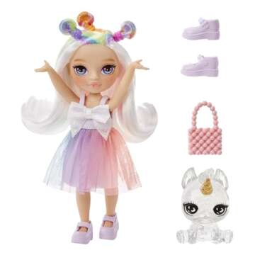 Rainbow High Littles – Opal Raine, Rainbow 5.5" Posable Small Doll with Purse, Magical Pet Unicorn...