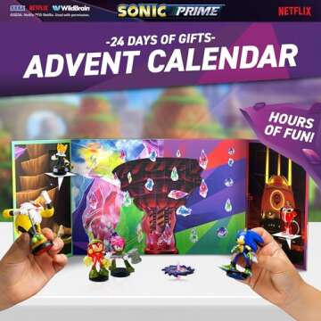 Sonic Prime: Advent Calendar - 24 Days of Gifts, Daily Accessories, Holiday Countdown Calendar, Chri...