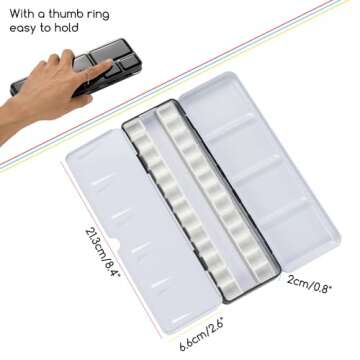 MEEDEN Empty Watercolor Paint Palette: Travel Water Color Palette Tin with 24 Half Pans - Portable Metal Palette Tin Box (Black)