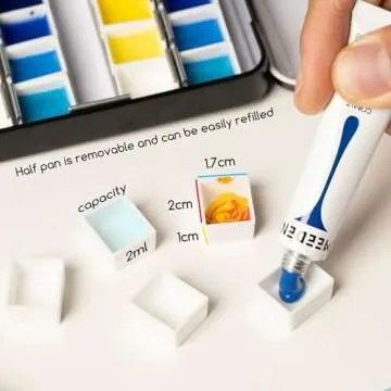 MEEDEN Empty Watercolor Paint Palette: Travel Water Color Palette Tin with 24 Half Pans - Portable Metal Palette Tin Box (Black)