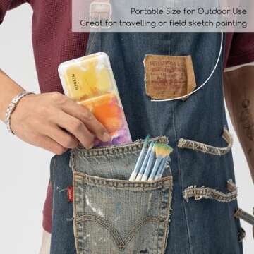 MEEDEN Empty Watercolor Paint Palette: Travel Water Color Palette Tin with 24 Half Pans - Portable Metal Palette Tin Box (Black)