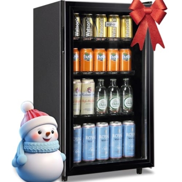 WANAI Mini Fridge Cooler 125Cans Beverage Refrigerator Glass Door Beverage Cooler for Beers Wine Jui...