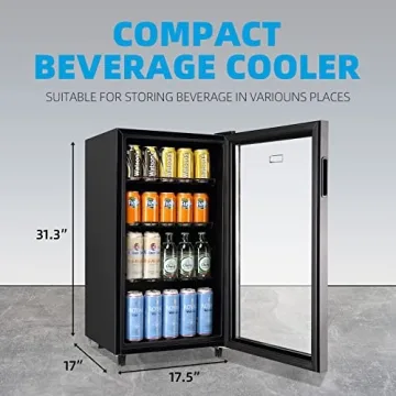 Cooler for 125 Cans LED Mini Fridge for Home or Bar