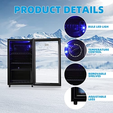 Cooler for 125 Cans LED Mini Fridge for Home or Bar