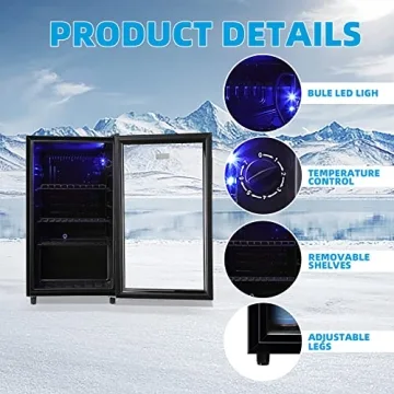 Cooler for 125 Cans LED Mini Fridge for Home or Bar